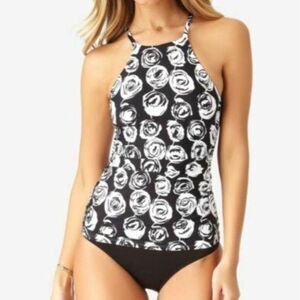 NWT Anne Cole Halter High Neck Floral Tankini Top and Bottom Set